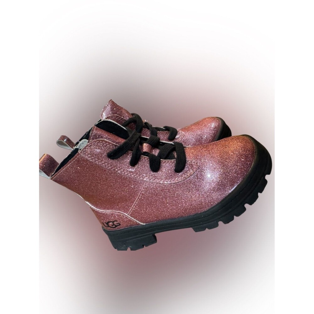SOLD-UGG Ashton Lace-Up Glitter Pink Combat Boots Kids' Size 12 - Picture 7 of 16